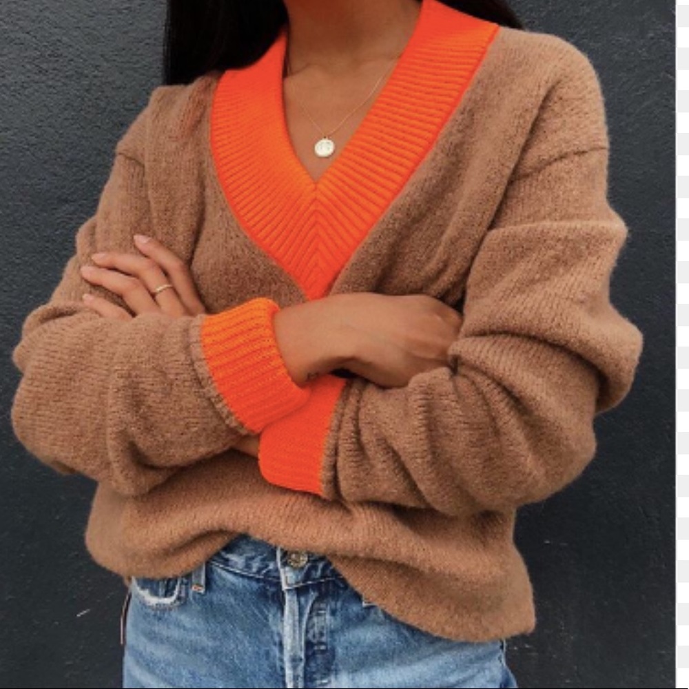 Tibi V-Neck Alpaca Sweater